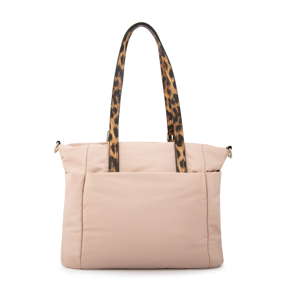 Cartera Dos Asas Lily Nylon Beige