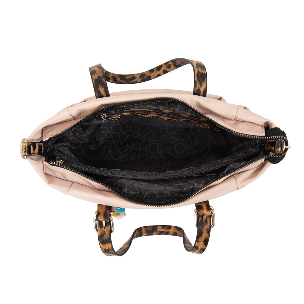 Cartera Dos Asas Lily Nylon Beige