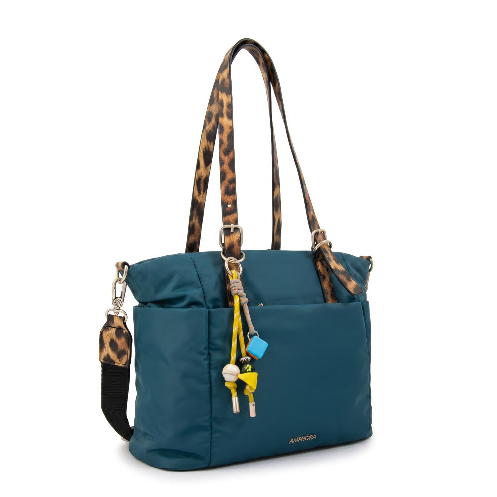 Cartera Dos Asas Lily Nylon Petroleo