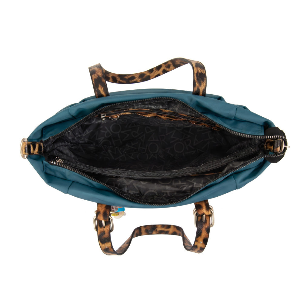 Cartera Dos Asas Lily Nylon Petroleo