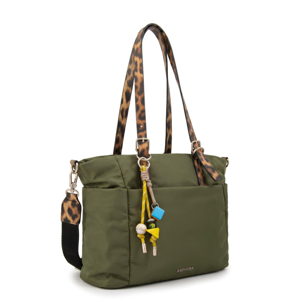 Cartera Dos Asas Lily Nylon Verde Oliva