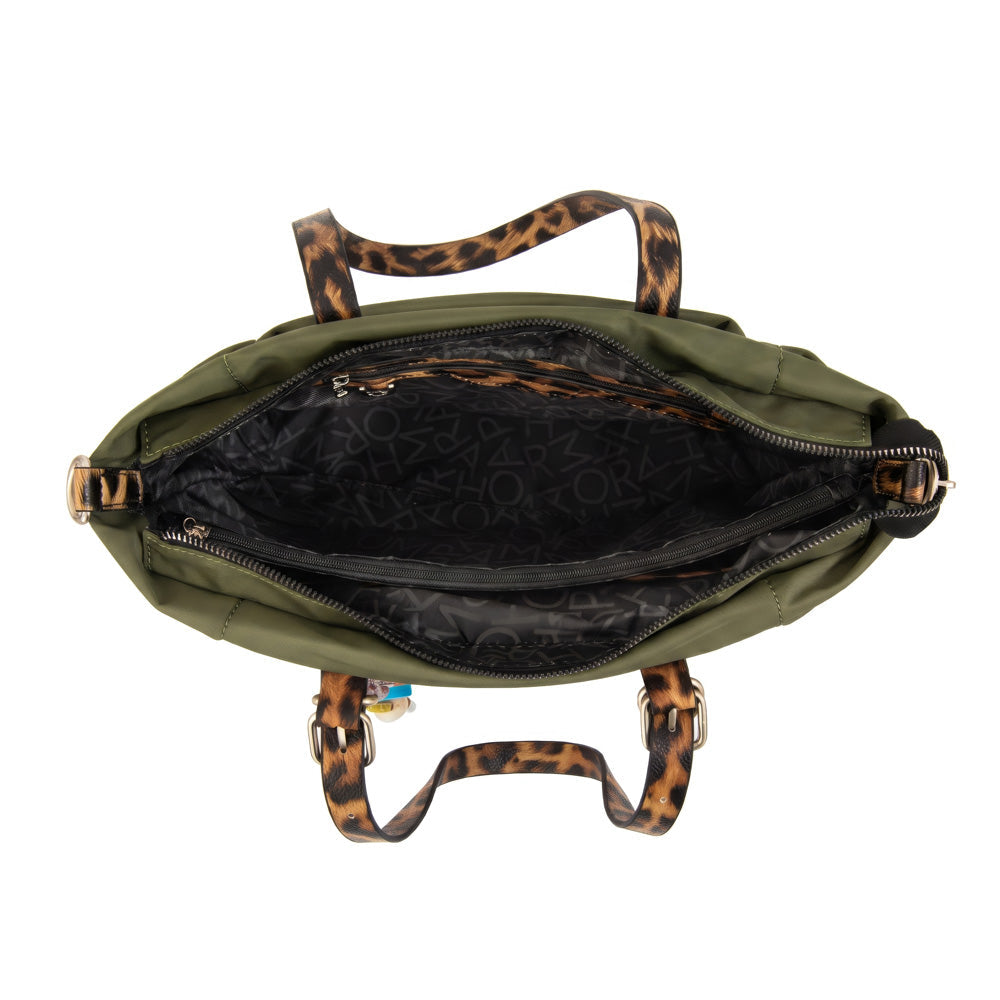 Cartera Dos Asas Lily Nylon Verde Oliva