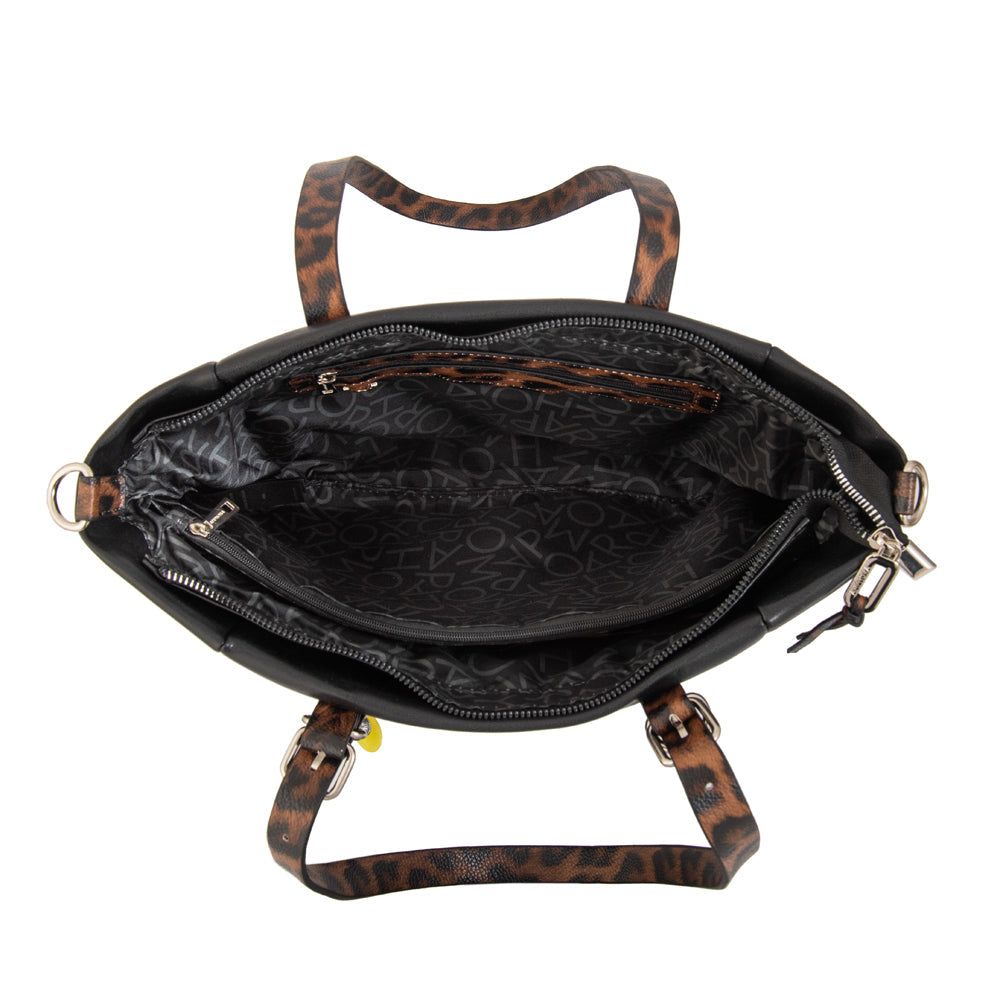 Cartera Dos Asas Lily Liso Negro