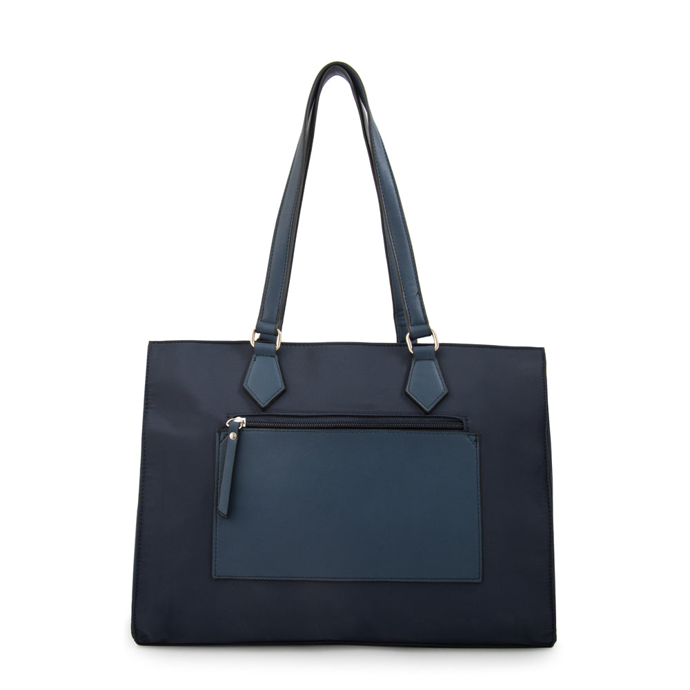 Cartera Dos Asas Portalaptop Nila Nylon Azul Oscuro