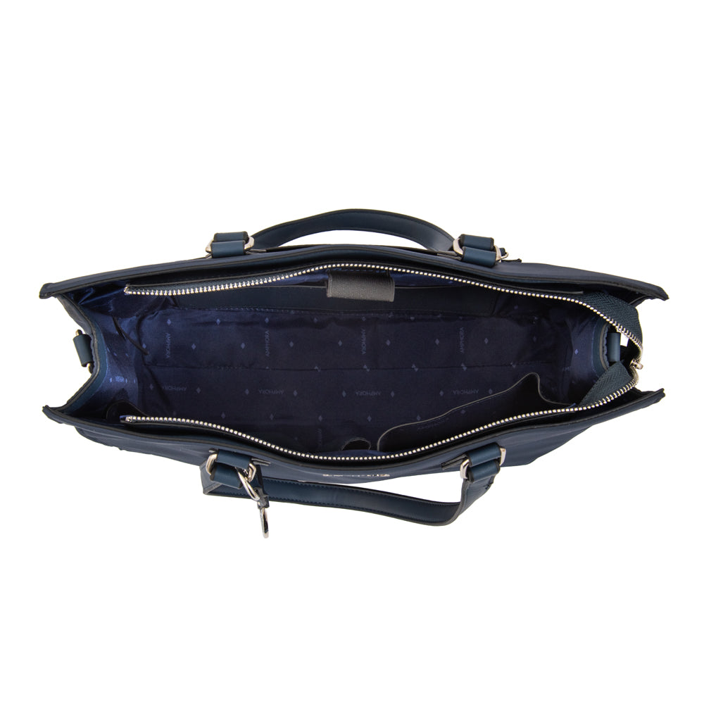 Cartera Dos Asas Portalaptop Nila Nylon Azul Oscuro
