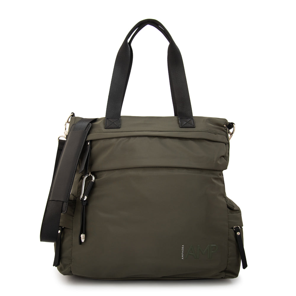 Cartera Dos Asas Portalaptop Oblina Nylon Verde Oliva