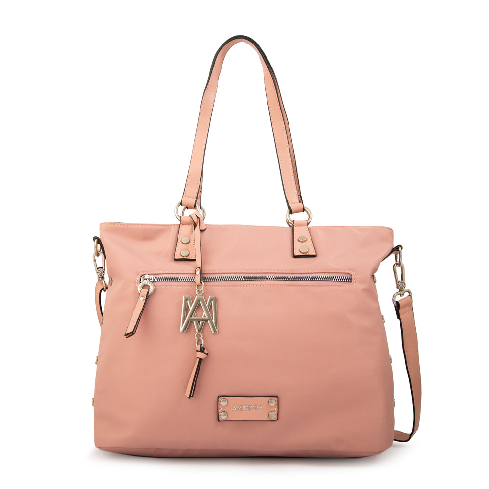 Cartera Dos Asas Portalaptop Donatela Nylon Rosado