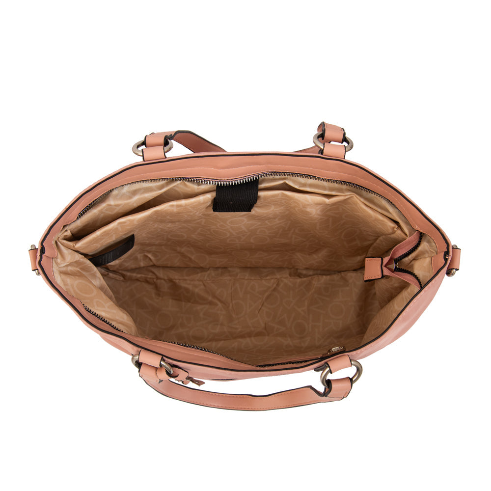 Cartera Dos Asas Portalaptop Donatela Nylon Rosado