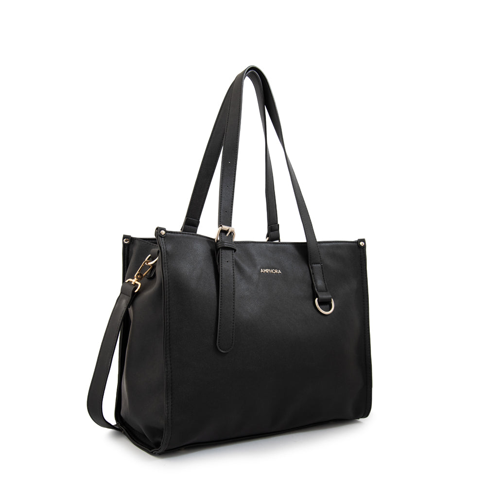 Cartera Dos Asas Porta Laptop Fiorela Negro Especial