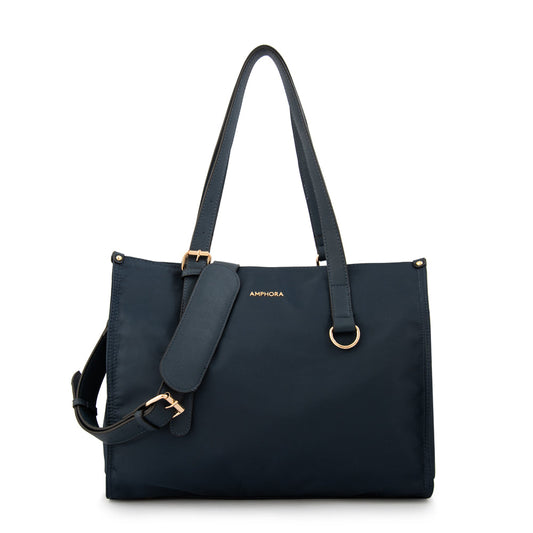 Cartera Dos Asas Porta Laptop Fiorela Azul Oscuro