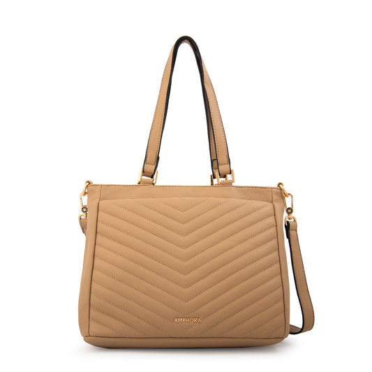 Cartera Dos Asas Filomena Beige Oscuro