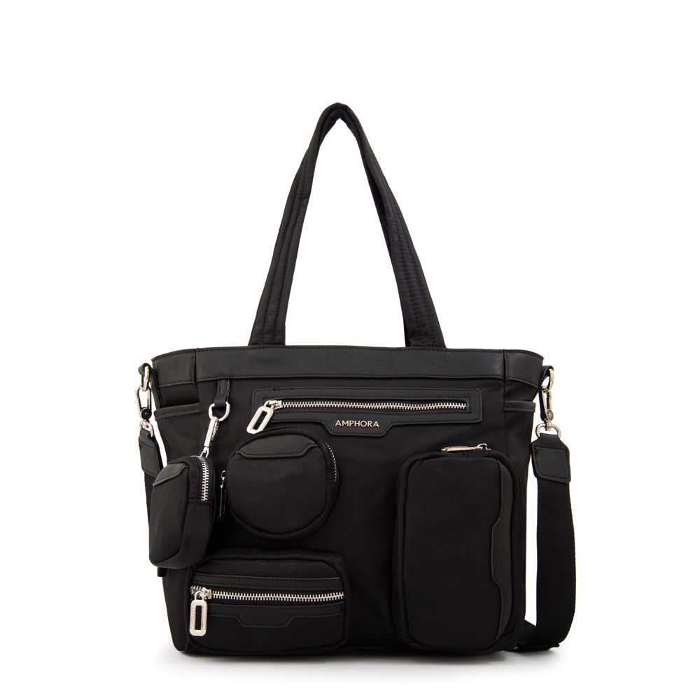 Cartera Dos Asas Evany Nylon Negro