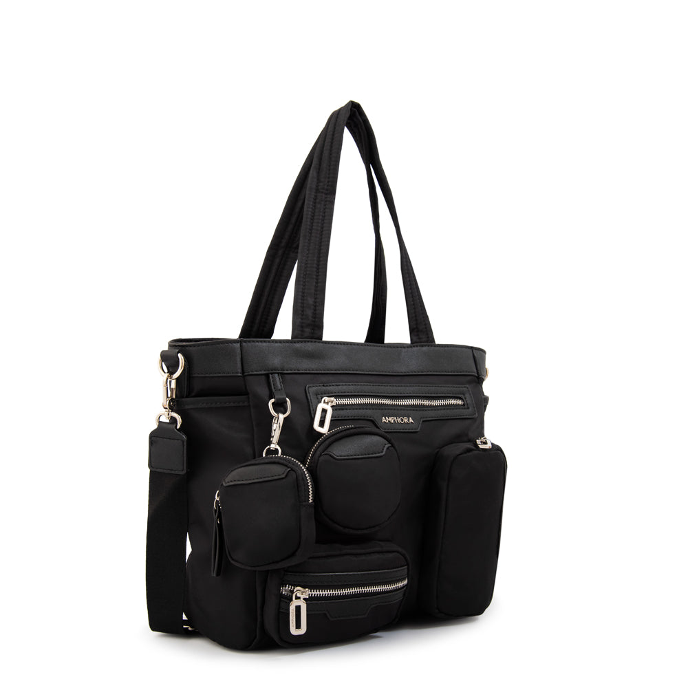 Cartera Dos Asas Evany Nylon Negro