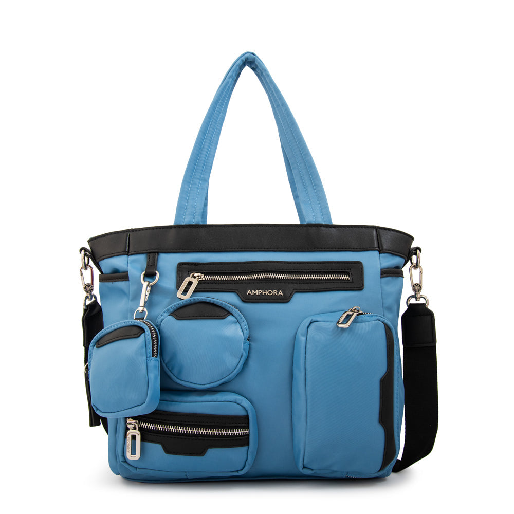 Cartera Dos Asas Evany Nylon Denim