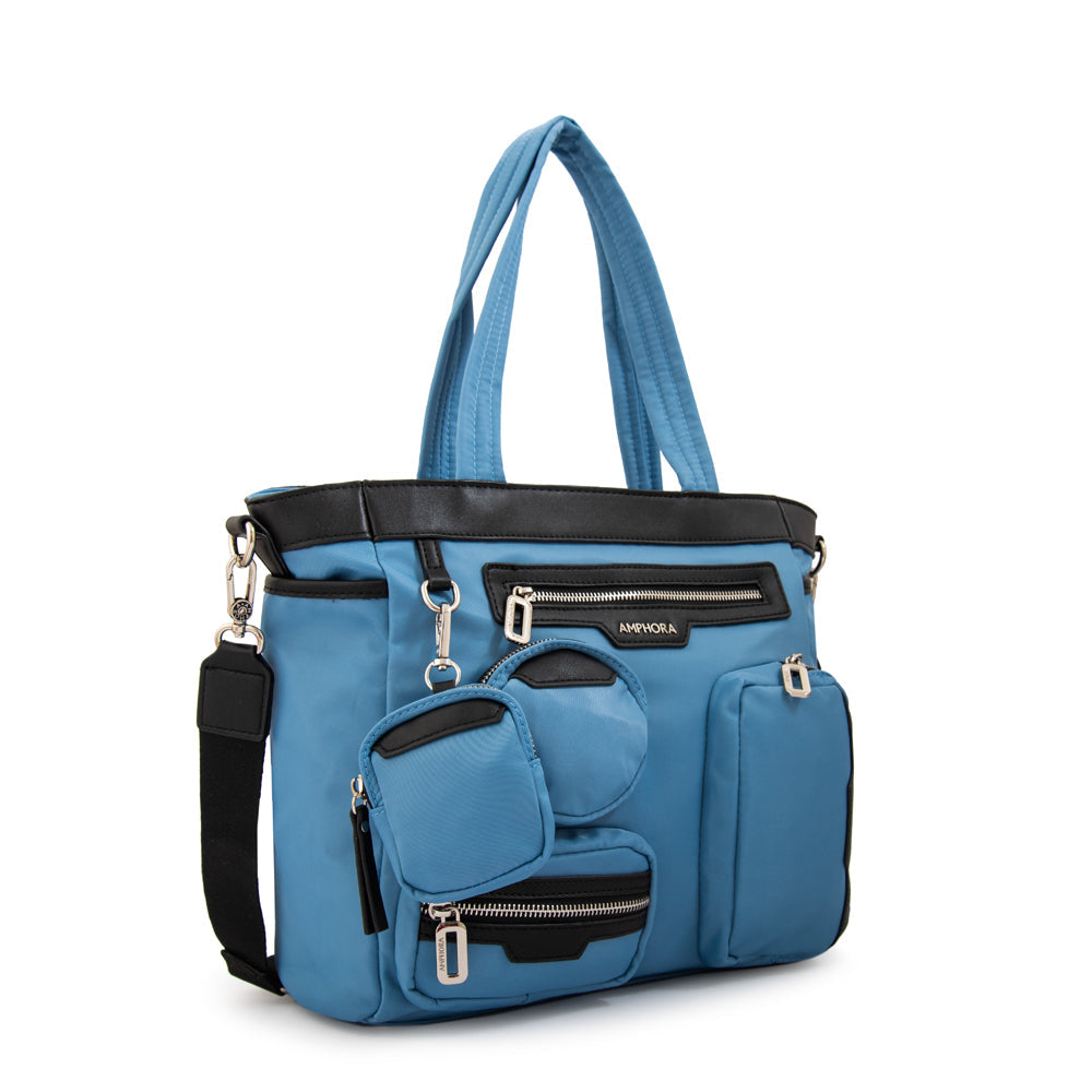 Cartera Dos Asas Evany Nylon Denim