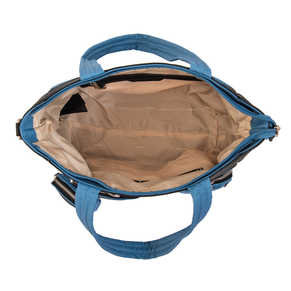 Cartera Dos Asas Evany Nylon Denim