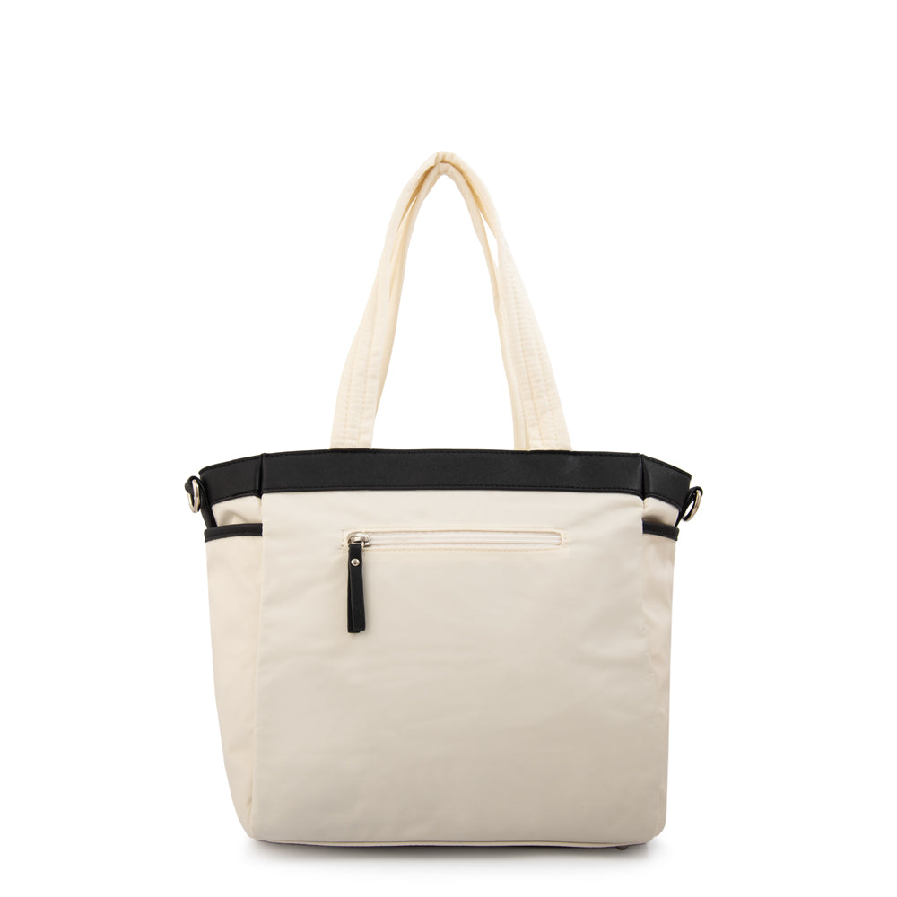 Cartera Dos Asas Evany Nylon Blanco Crudo
