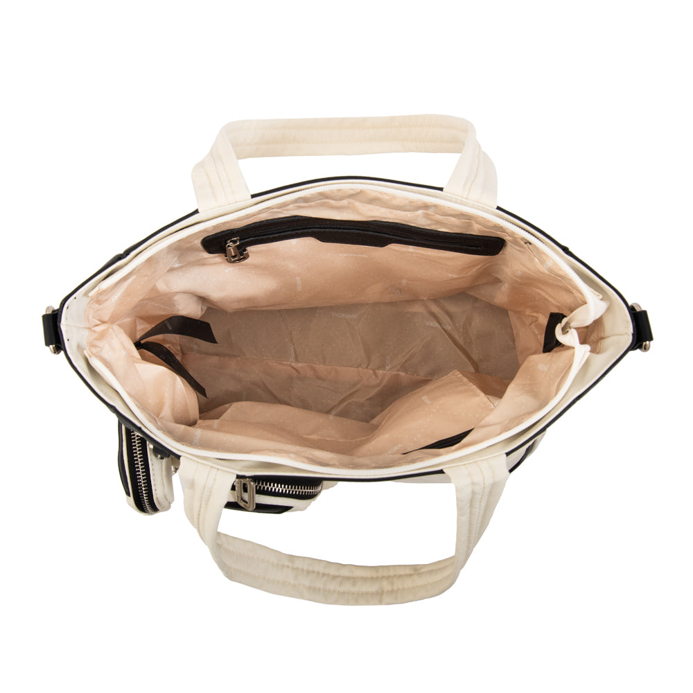 Cartera Dos Asas Evany Nylon Blanco Crudo