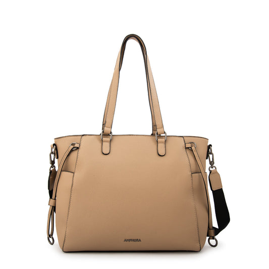 Cartera Dos Asas Porta Laptop 14" Romina Beige Oscuro