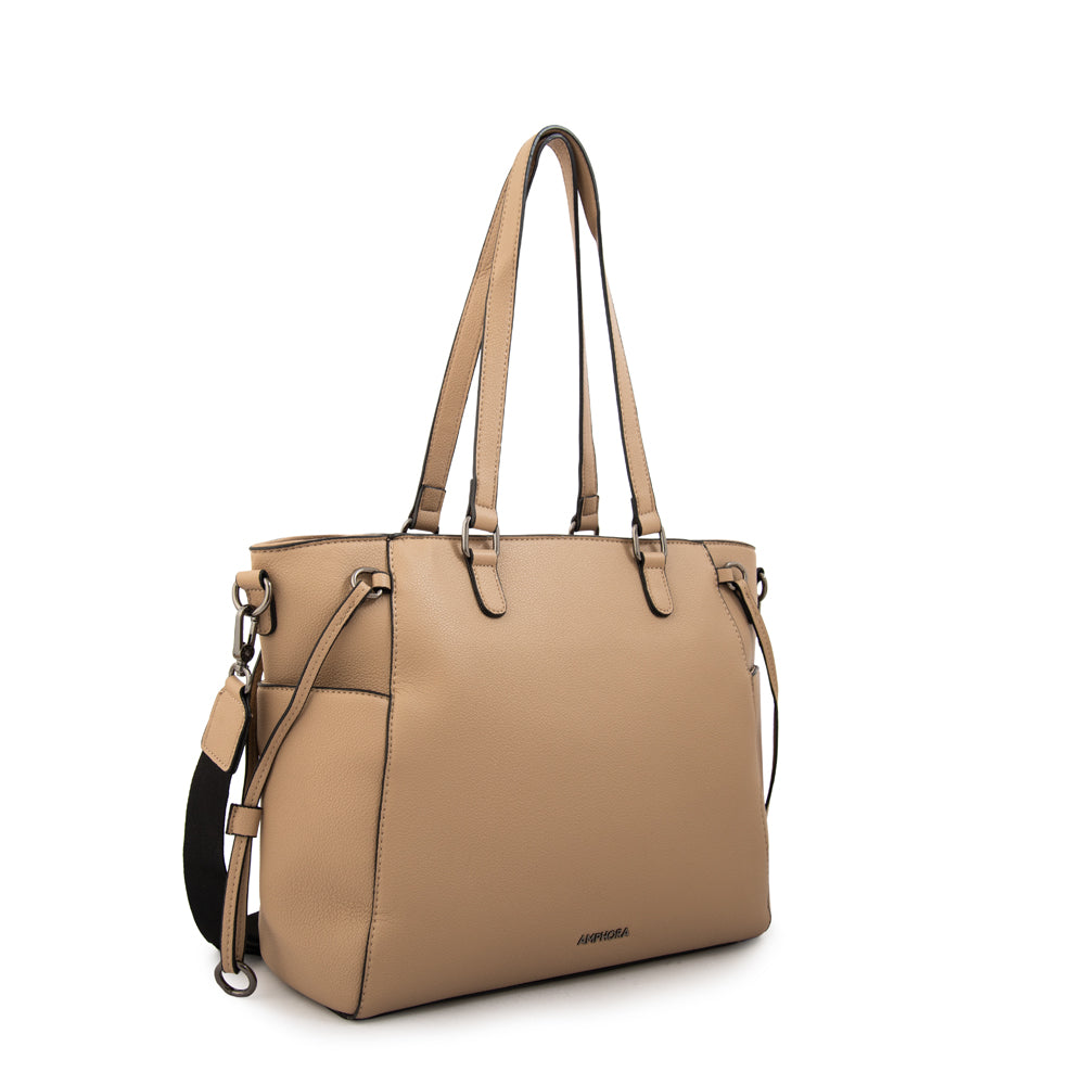 Cartera Dos Asas Portalaptop 14" Romina Beige Oscuro