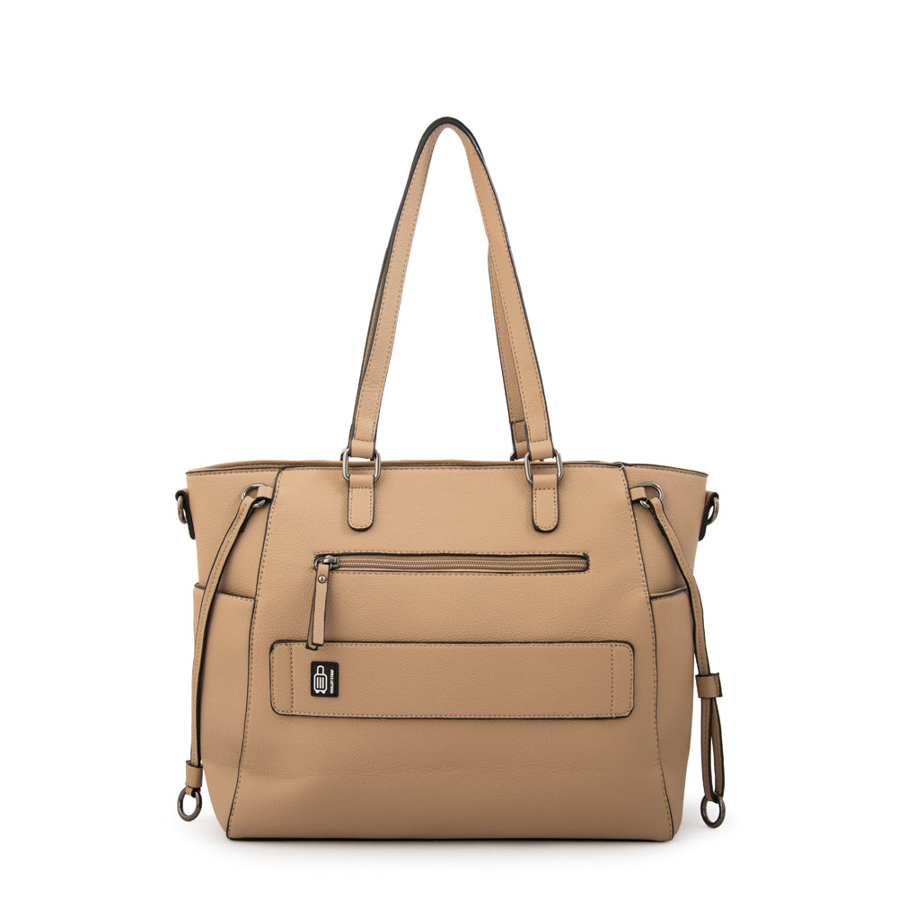 Cartera Dos Asas Porta Laptop 14" Romina Beige Oscuro