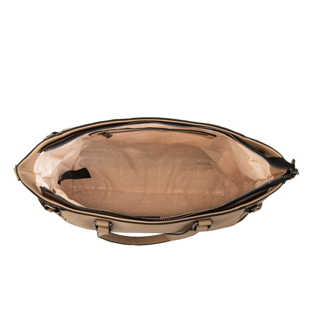 Cartera Dos Asas Porta Laptop 14" Romina Beige Oscuro