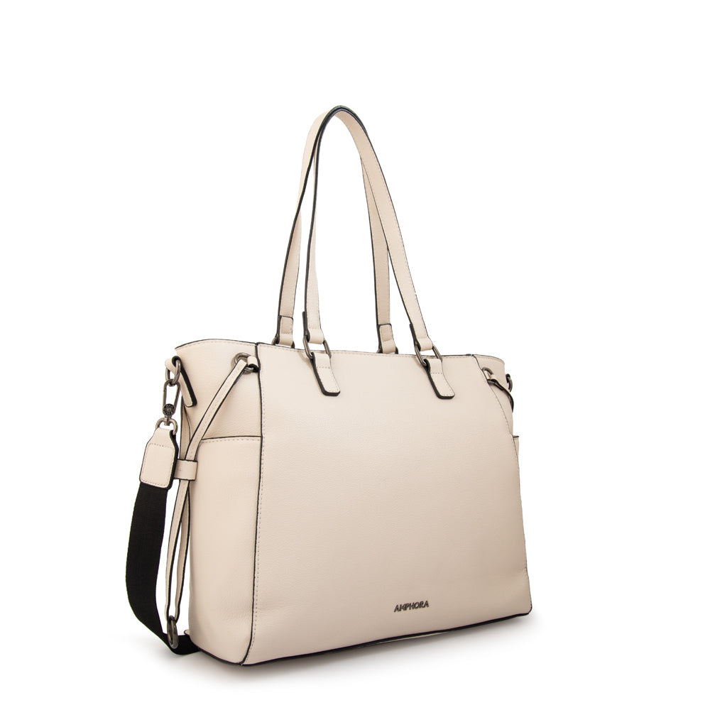 Cartera Dos Asas Portalaptop Romina Blanco Crudo
