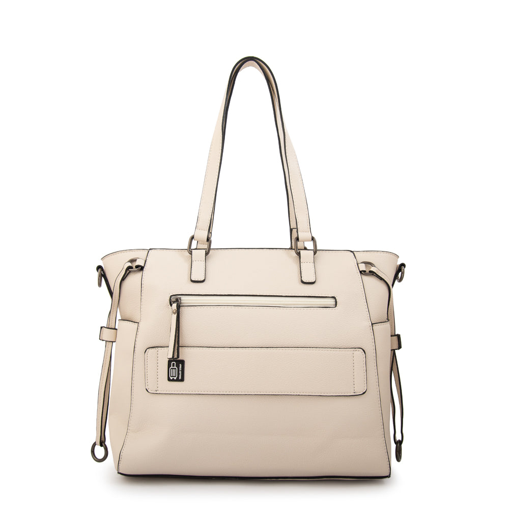 Cartera Dos Asas Portalaptop Romina Blanco Crudo