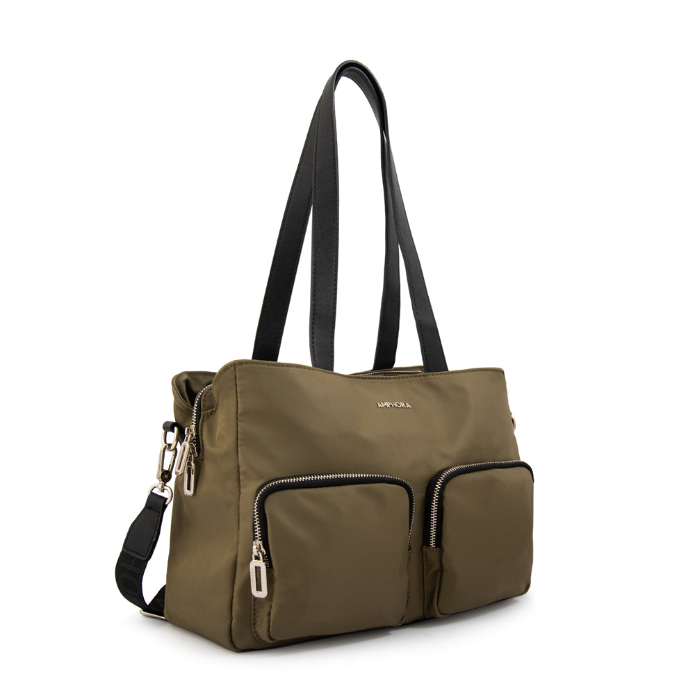 Cartera Dos Asas Teri Verde Oscuro