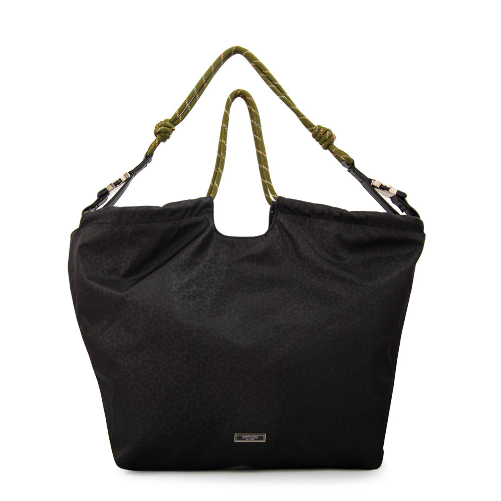 Cartera Dos Asas Kyoto Nylon Negro