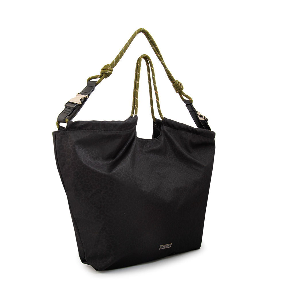 Cartera Dos Asas Kyoto Nylon Negro