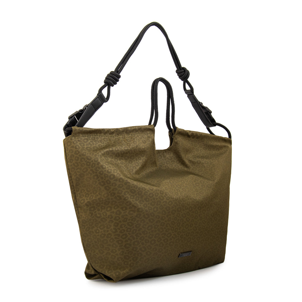 Cartera Dos Asas Kyoto Nylon Verde Oliva
