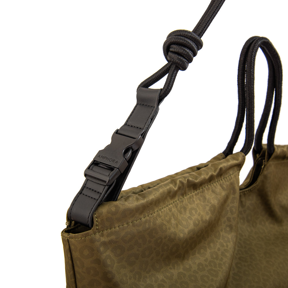 Cartera Dos Asas Kyoto Nylon Verde Oliva