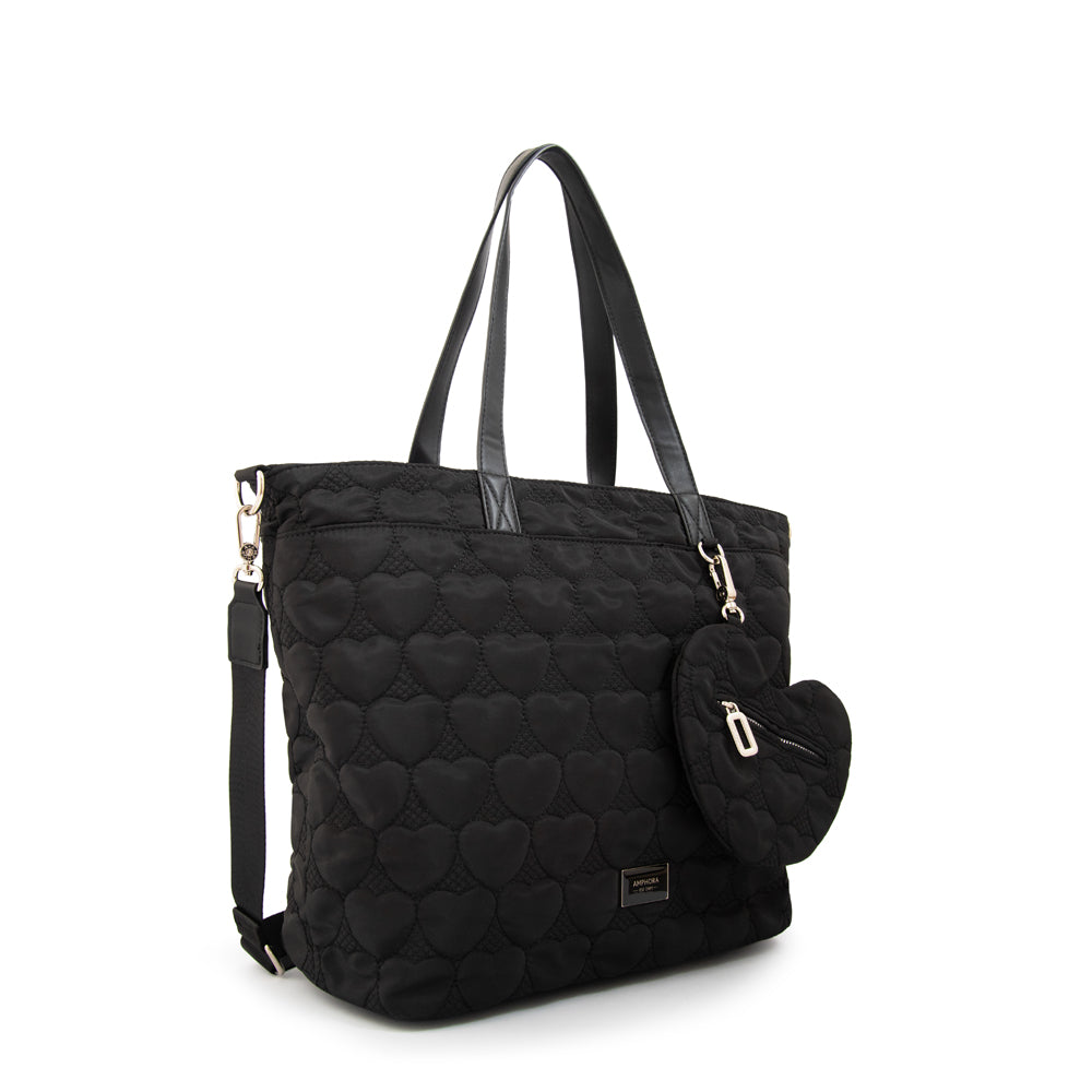 Cartera Dos Asas Juliet Nylon Negro