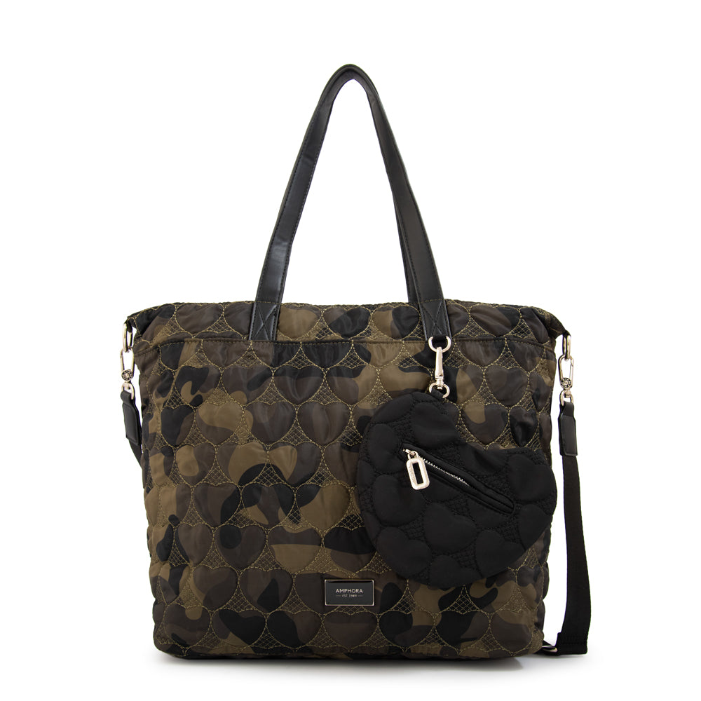 Cartera Dos Asas Juliet Nylon Verde Oscuro