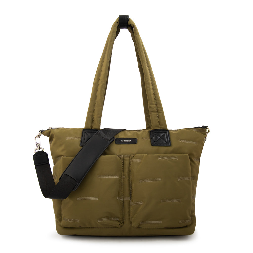 Cartera Dos Asas Porta Laptop Hana Verde Oliva
