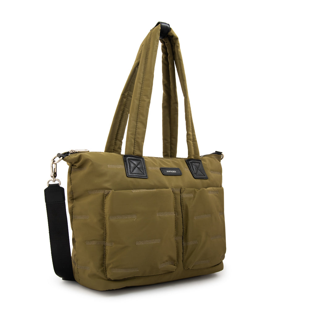 Cartera Dos Asas Porta Laptop Hana Verde Oliva