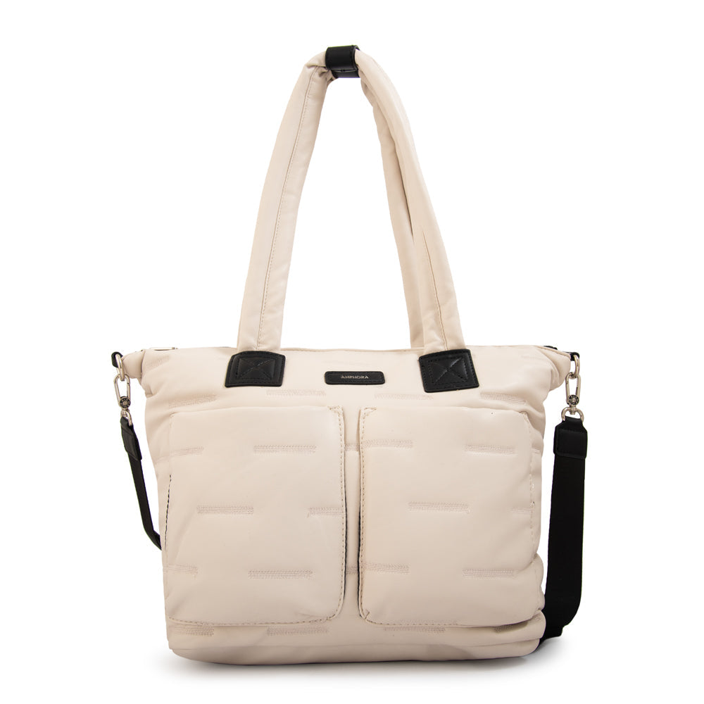Cartera Dos Asas Porta Laptop Hana Blanco Crudo