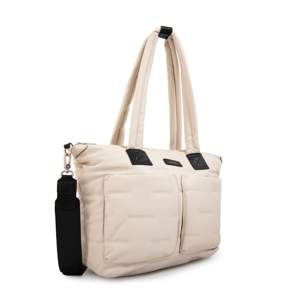 Cartera Dos Asas Porta Laptop Hana Blanco Crudo