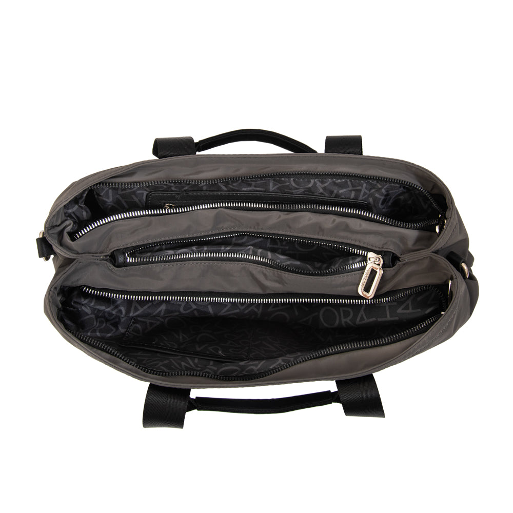 Cartera Dos Asas Liliana Gris Oscuro
