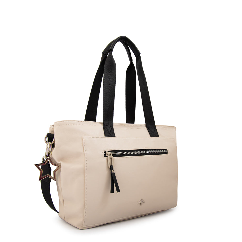 Cartera Dos Asas Liliana Blanco Crudo