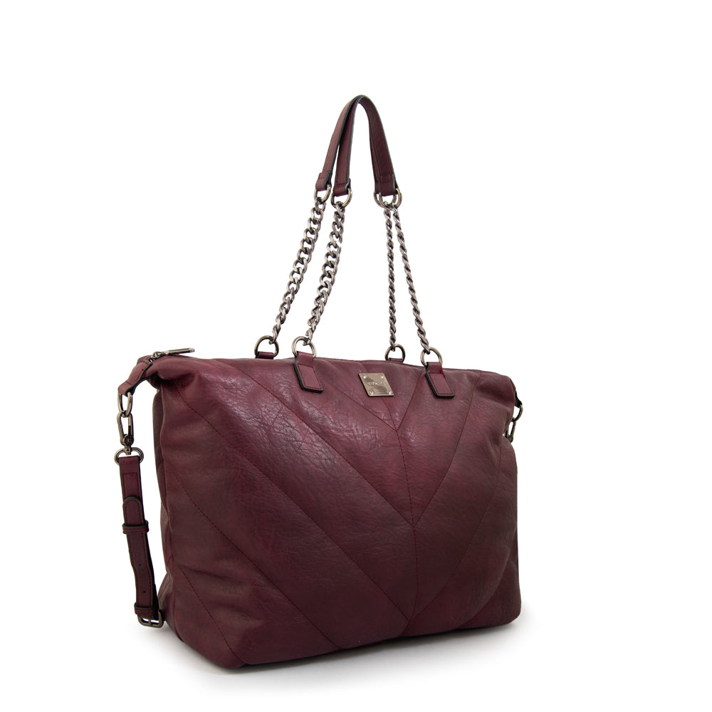 Cartera Dos Asas Onix Burdeo