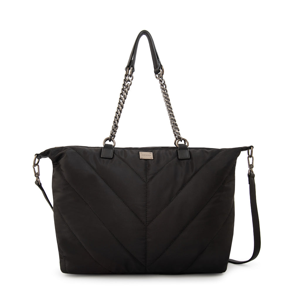 Cartera Dos Asas Onix Nylon Negro