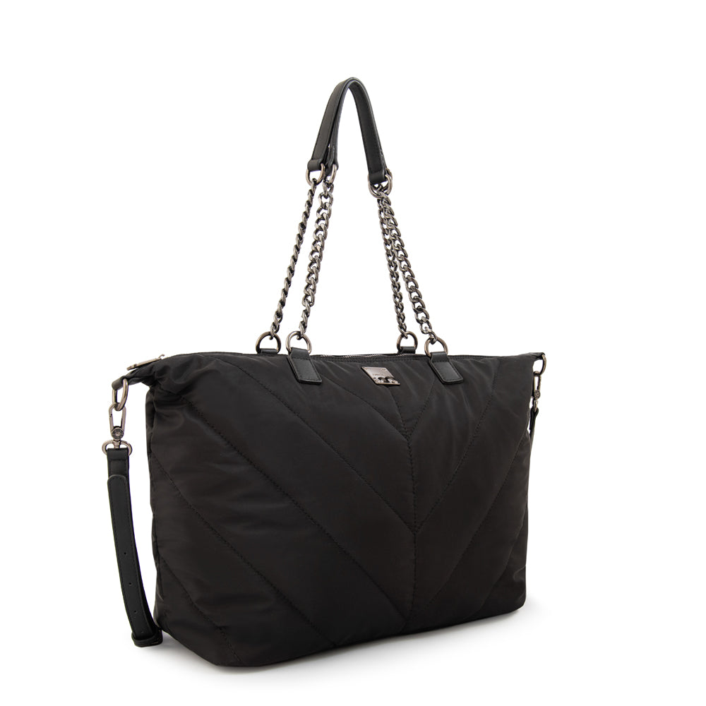 Cartera Dos Asas Onix Nylon Negro