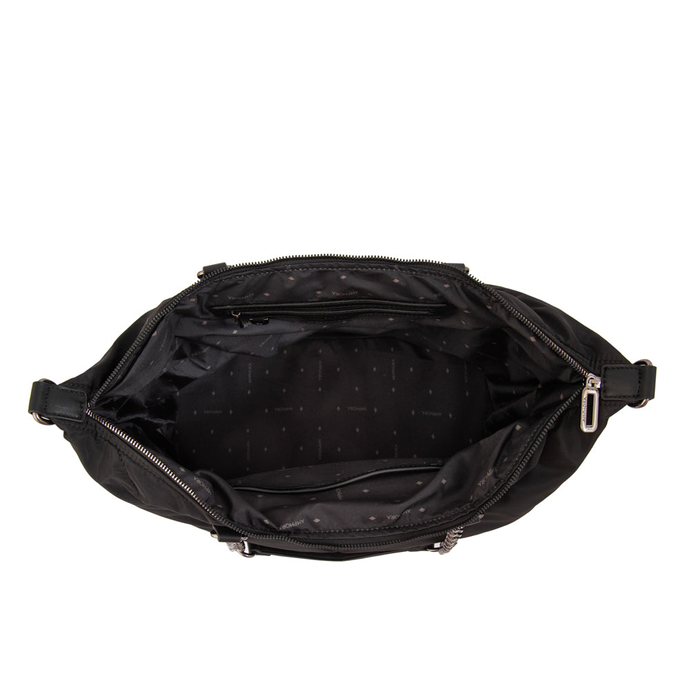 Cartera Dos Asas Onix Nylon Negro