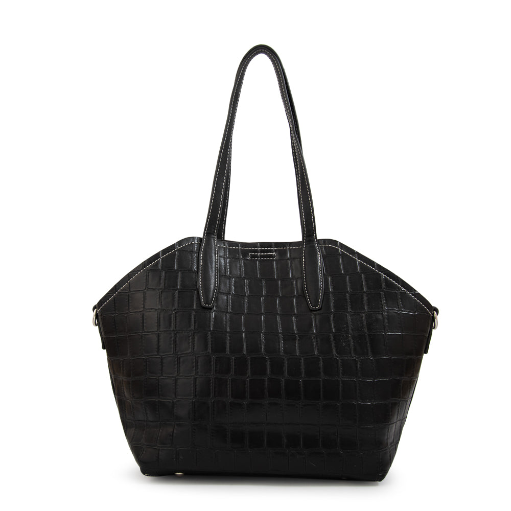 Cartera Dos Asas Monique Croco Negro