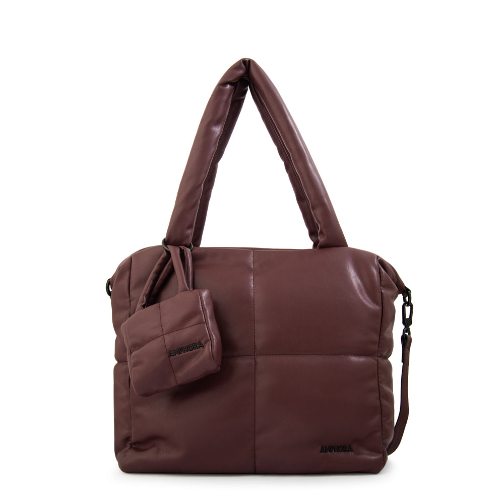 Cartera Dos Asas Guyana Liso Burdeo
