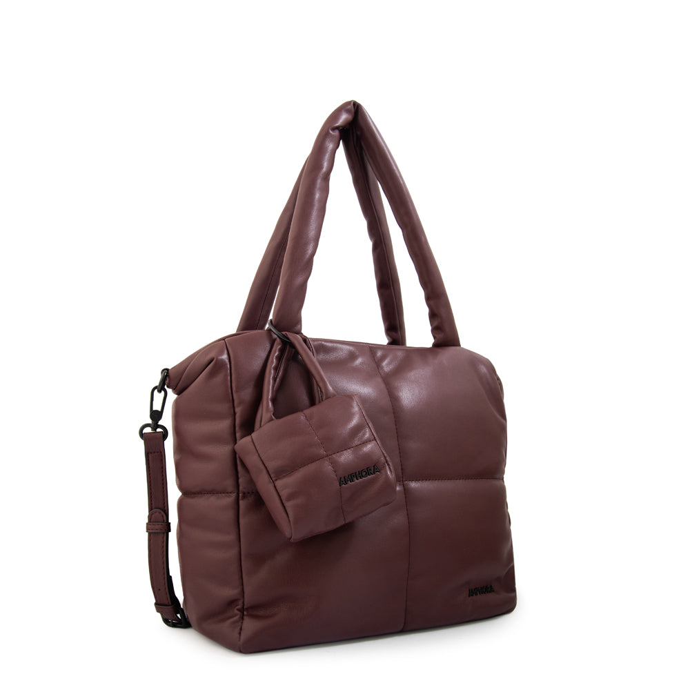 Cartera Dos Asas Guyana Liso Burdeo
