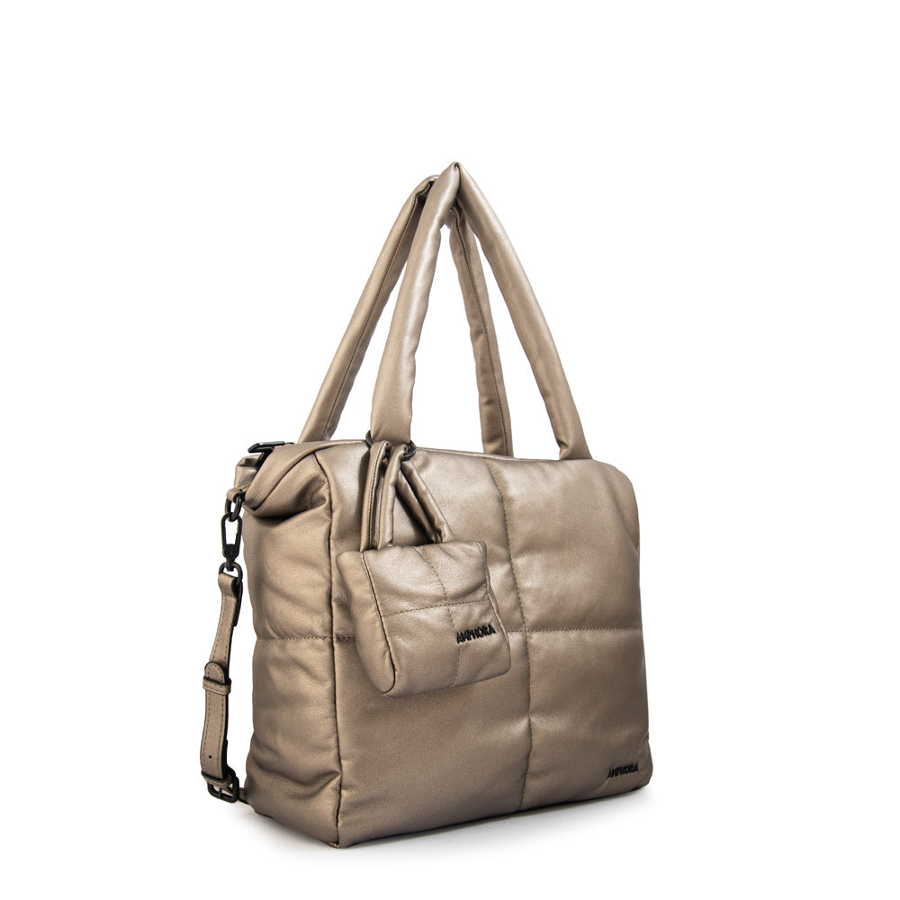 Cartera Dos Asas Guyana Liso Plateado Oscuro