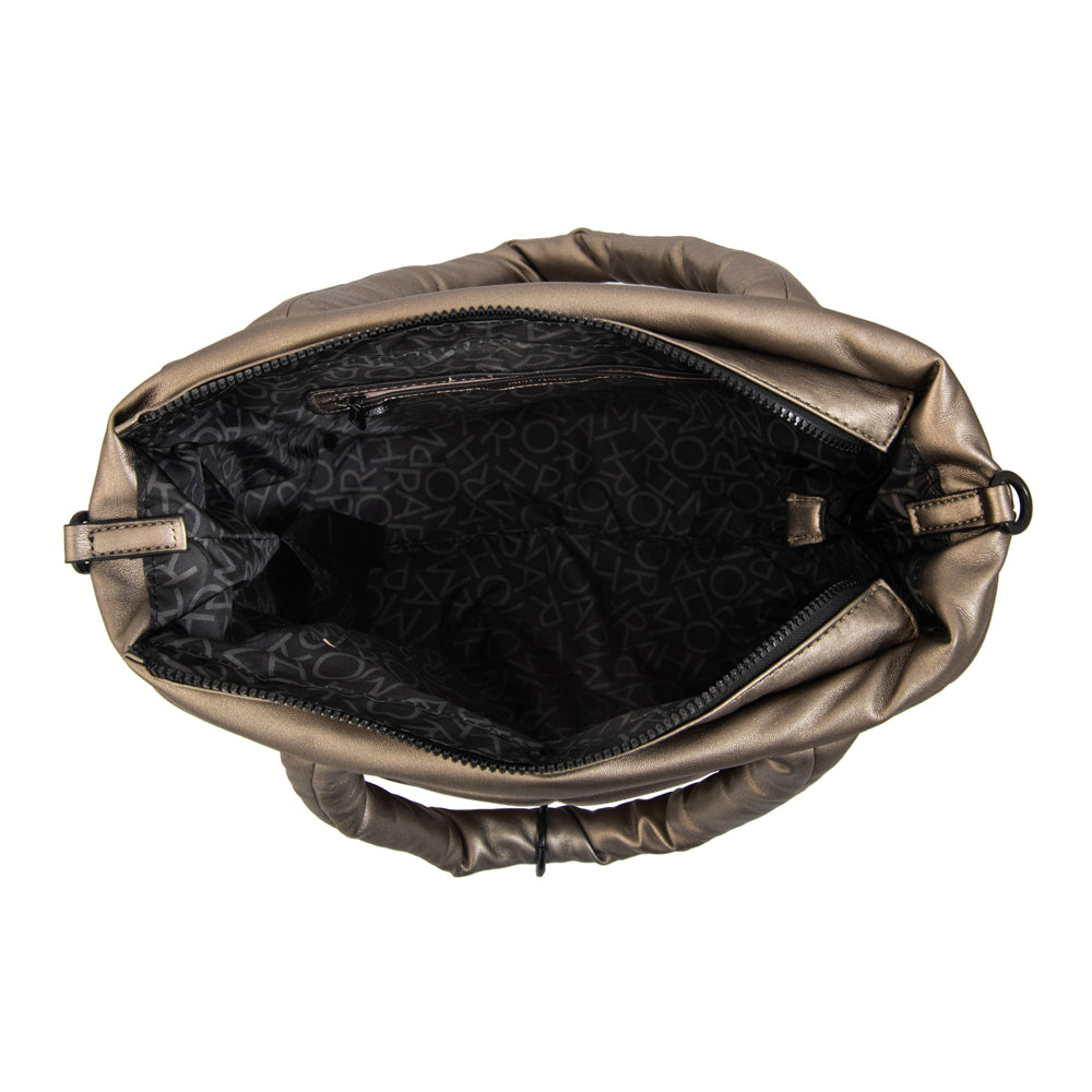 Cartera Dos Asas Guyana Liso Plateado Oscuro